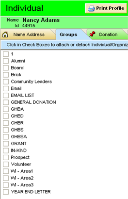 Groups Tab Screenshot